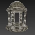 Ancient Stone Dome Structure With Circular Base And Tall Ornate Columns Design Details 3d model