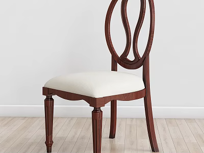 Elegant Classic Dining Chair With Wooden Frame Curved Backrest And Beige Upholstered Seat 3d model
