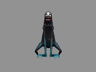 Game Movie Character White Skull Open Mouth Sharp Teeth Black Body Blue Pattern Limbs Claws 3d model