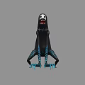 Game Movie Character White Skull Open Mouth Sharp Teeth Black Body Blue Pattern Limbs Claws