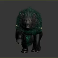 Mythical Bear Like Creature With Green Fur Blue Glowing Patterns And Spikes