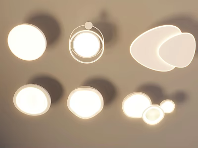 Modern Ceiling Lights With Various Shapes Round Oval And Illuminated Design 3d model
