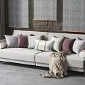 New Chinese Double Sofa Multi-Person Sofa 3d model