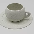 Minimalist White Ceramic Cup and Saucer with Textured Surface Design 3d model