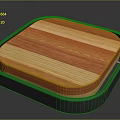 Striped Wooden Cutting Board For Food Preparation In Gray Tray