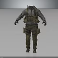Tactical Clothing with Vest Cargo Pants and Gray Khaki Boots on Mannequin