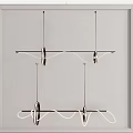 Modern Minimalist Chandelier With Linear Metal Frame And Curved Light Lines
