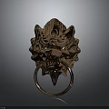 Traditional Mythical Beast Head Bronze Door Knocker With Intricate Carved Details