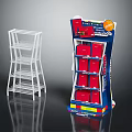 White Metal Multi Tier Shelving Unit And Blue Retail Display Rack With Red Bins