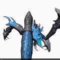 Fantasy Mythical Character And Creature Featuring Detailed Blue Spiky Limbs Crystal Wings
