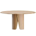 Modern Round Dining Table Set With Wooden Herringbone Top And Four Multi Colored Chairs 3d model