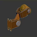 Orange Metal Furniture Bracket With Circular Components And Bolt Details