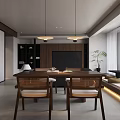 Modern Duplex Living Room Interior With Sofa Dining Table And Lights 3d model