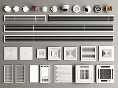 Various Air Conditioner Air Vent Types With Different Shapes and Design Styles 3d model