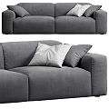 Comfortable Gray Two Seater Sofa With Soft Fabric And Decorative Pillows 3d model