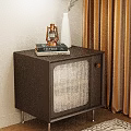 Elegant Entryway Console Cabinet With Table Lamp Vase Books And Wall Painting