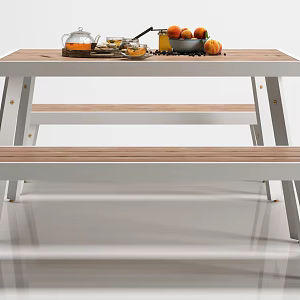 Modern Dining Table and Chair Combination Dining Table and Chair Food Ornaments Combination 3d model