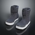Gray High Top Casual Shoes With Velcro Straps And White Soles Design