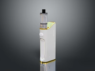 Sleek White And Gold Vaping Device With Transparent Tank And Modern Design 3d model