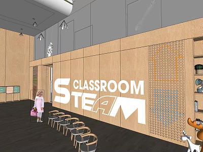 Kindergarten STEAM Classroom with Interactive Learning Space and Educational Setup 3d model