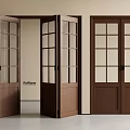 Brown Folding Doors With Glass Panels In Open And Closed Interior Setting