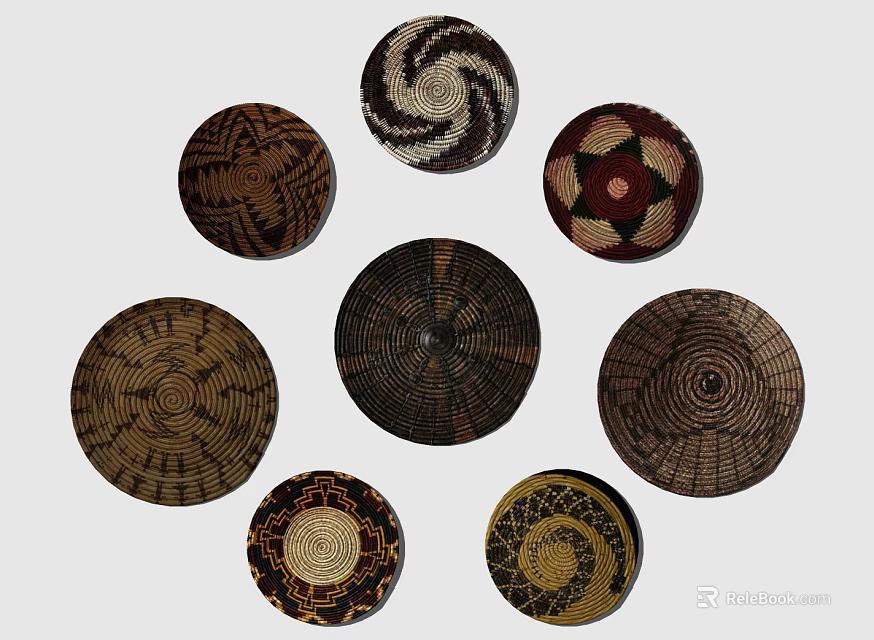 Woven Round Wall Decor With Various Intricate Patterns For Home Interior 3d model