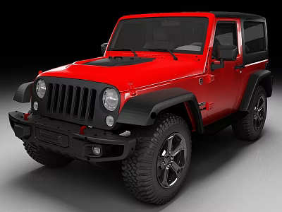 Red Off Road Vehicle With Jeep Style Design Open Top And Black Accents 3d model