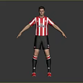 Man Wearing Red White Striped Jersey Black Shorts And Red Shoes With Arms Outstretched