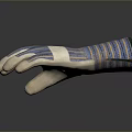 Blue Striped Work Gloves With White Palms And Protective Design 3d model