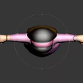 Cartoon Character Girl In Purple Overalls Pink Top With Pink Flowers And Outstretched Arms