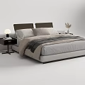 Modern Double Bed With Upholstered Headboard Bedside Tables And Table Lamps 3d model