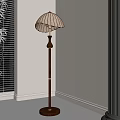 Classic Stained Glass Floor Lamp Near Window Blinds With Green Plant