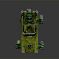 Custom Yellow Green Modified Car With Glowing Green Wheels And Roof Devices