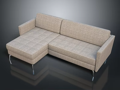 Modern Light Brown L Shaped Sofa With Metal Legs And Comfortable Design 3d model