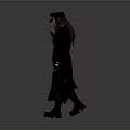 Man in Black Long Coat Red Top Colorful Pants and Black Cap