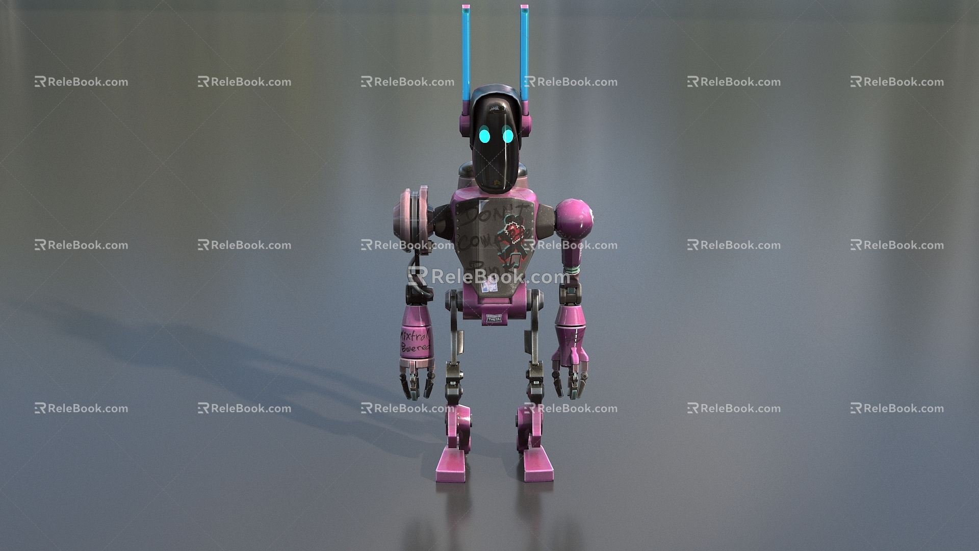 Robot AI Intelligent Purple Intelligent Robot Artificial Intelligent Robot Future Low Face Number Low Model Simple Model Game Sub-era Film and Television Realism 3d model