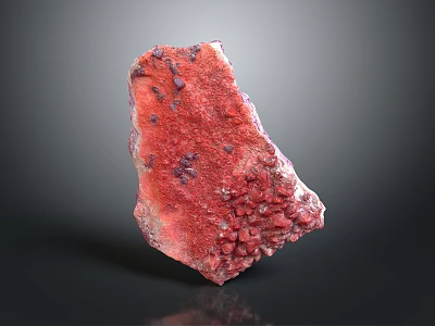 Natural Red Stone With Purple Specks And Rough Textured Surface For Decorative Use 3d model