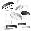 Modern Hanging Chandeliers with Black and White Circular Design in Contemporary Style