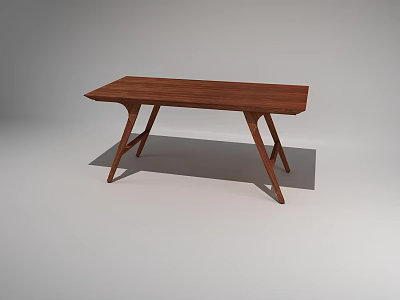 Modern Wooden Dining Table With Angled Legs In Clean Minimalist Setting 3d model