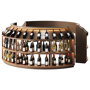 Red wine solid wood wine rack 3d model