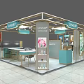 LANSUR Cosmetics Specialty Store With Turquoise And Gold Display Counters And Elegant Interior