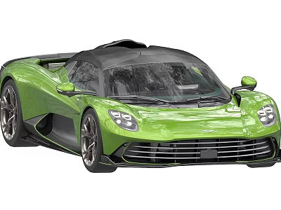 Green Sports Car With Sleek Aerodynamic Design Black Roof And Alloy Wheels 3d model