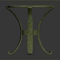 Round Bronze Dining Table Design With Carved Surface And Curved Tripod Legs 3d model