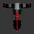 Futuristic 3D Weapon Model With Black Red Silver Color And Streamlined Wing Like Structure 3d model