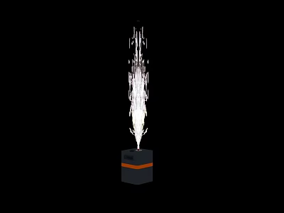 Industrial Commercial Equipment Black Cube With Orange Stripe And White Sparks Shooting Upward 3d model