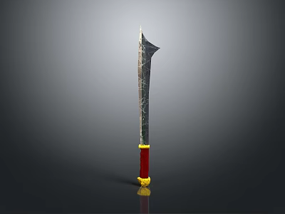 Stunning Decorative Sword With Black Blade And Red Yellow Hilt Design 3d model