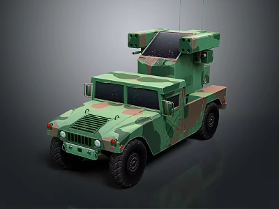 Camouflage Military Utility Vehicle With Rugged Design Roof Equipment And Off-Road Tires 3d model