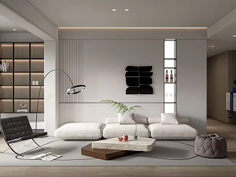 Modern Living Room Sofa Coffee Table Combination Leisure Chair Sofa Stool 3d model