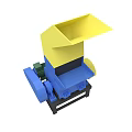 Industrial Crushing Machine With Yellow Hopper Blue Body Green Motor And Black Base