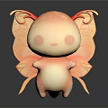Cute Game Animation Character With Pink Chubby Body Red Antennae And Butterfly Wings